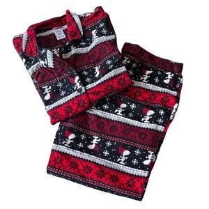 Peanuts Women’s Red & Black Snoopy 100% Cotton Flannel Pajama Set Size XL